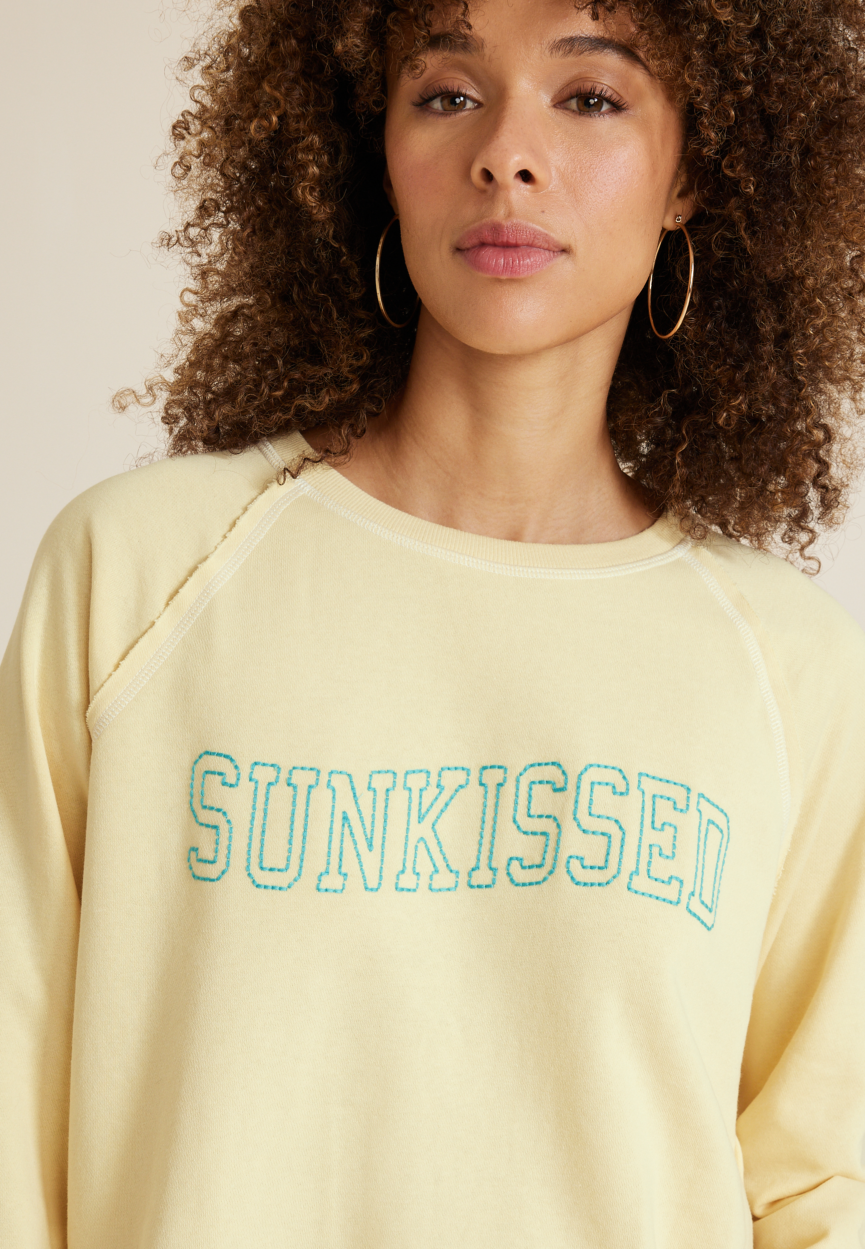 Sunkissed Embroidered French Terry Sweatshirt, C4350, large
