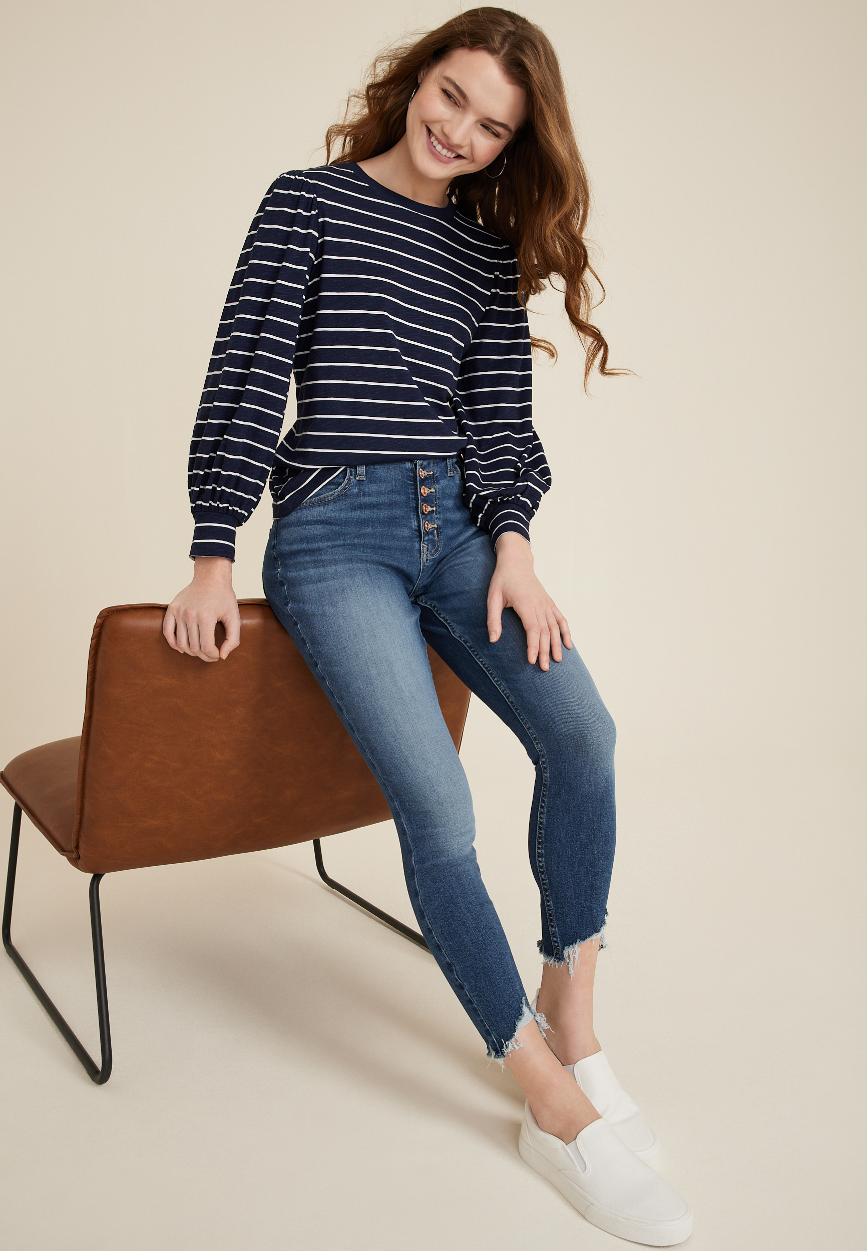 m jeans by maurices&trade; High Rise Curvy Button Fly Super Skinny Ankle Jean, DARK SANDBLAST, large