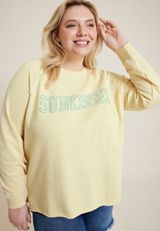 Plus Size Sunkissed Embroidered French Terry Sweatshirt, C4350, small