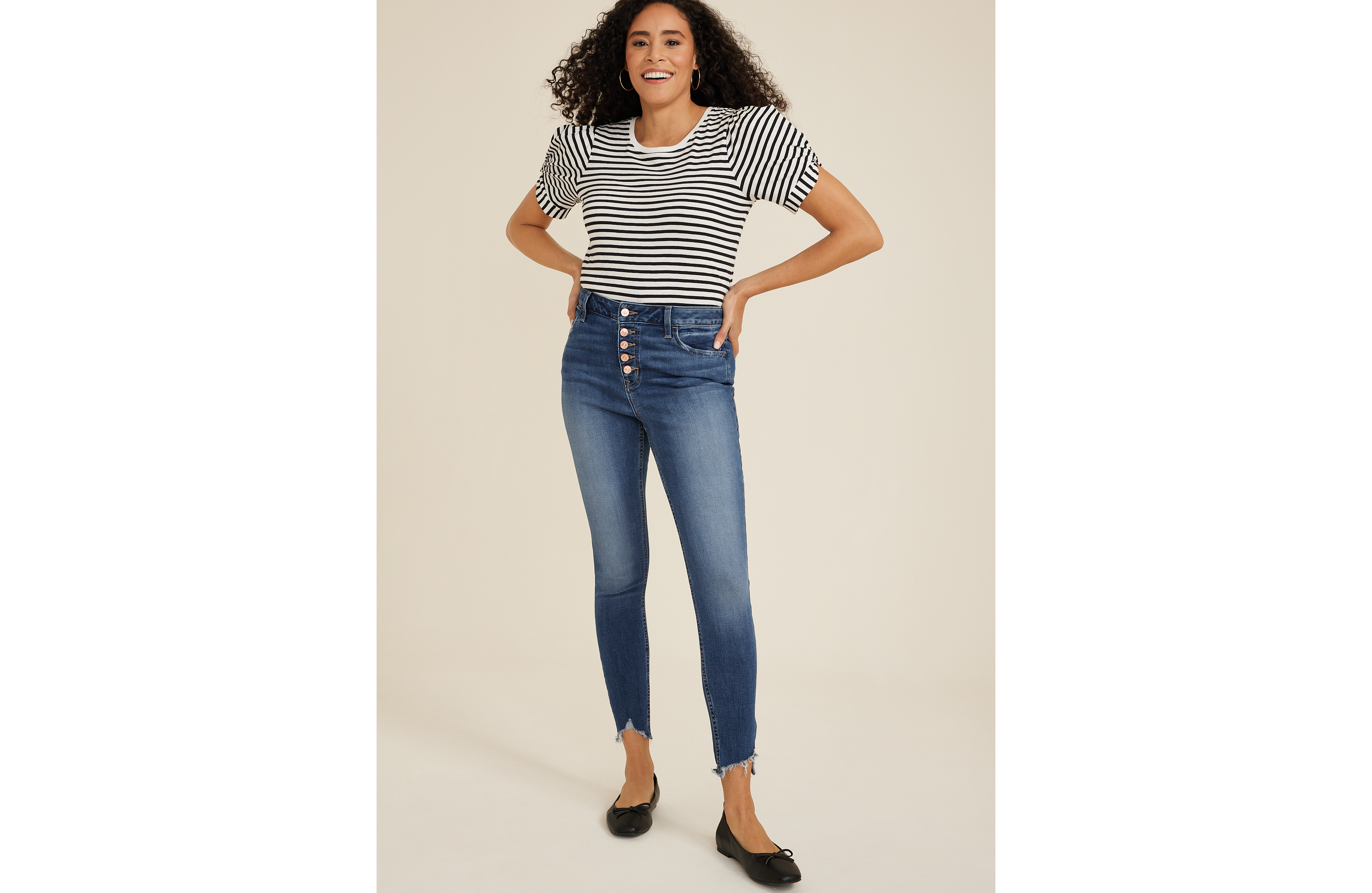 m jeans by maurices™ Mid Fit Rise Button Fly Super Skinny Ankle Jean