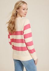 Striped Notch Neck Sweatshirt, C3986, small