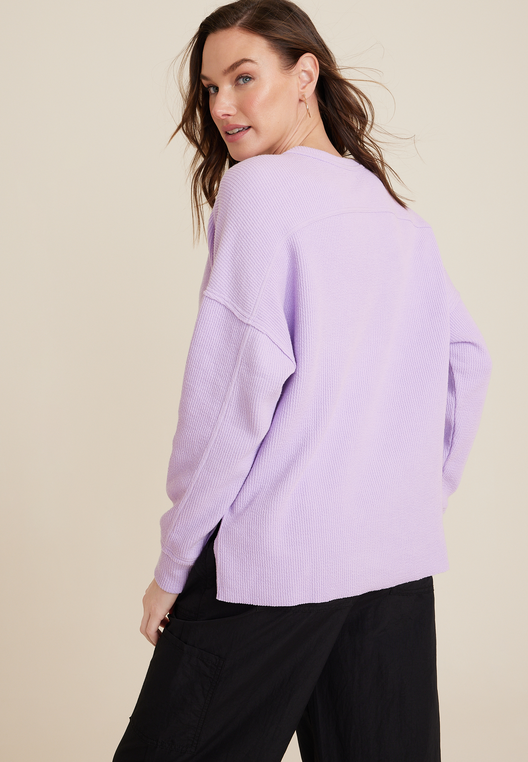 Textured Crew Sweatshirt, C158, large