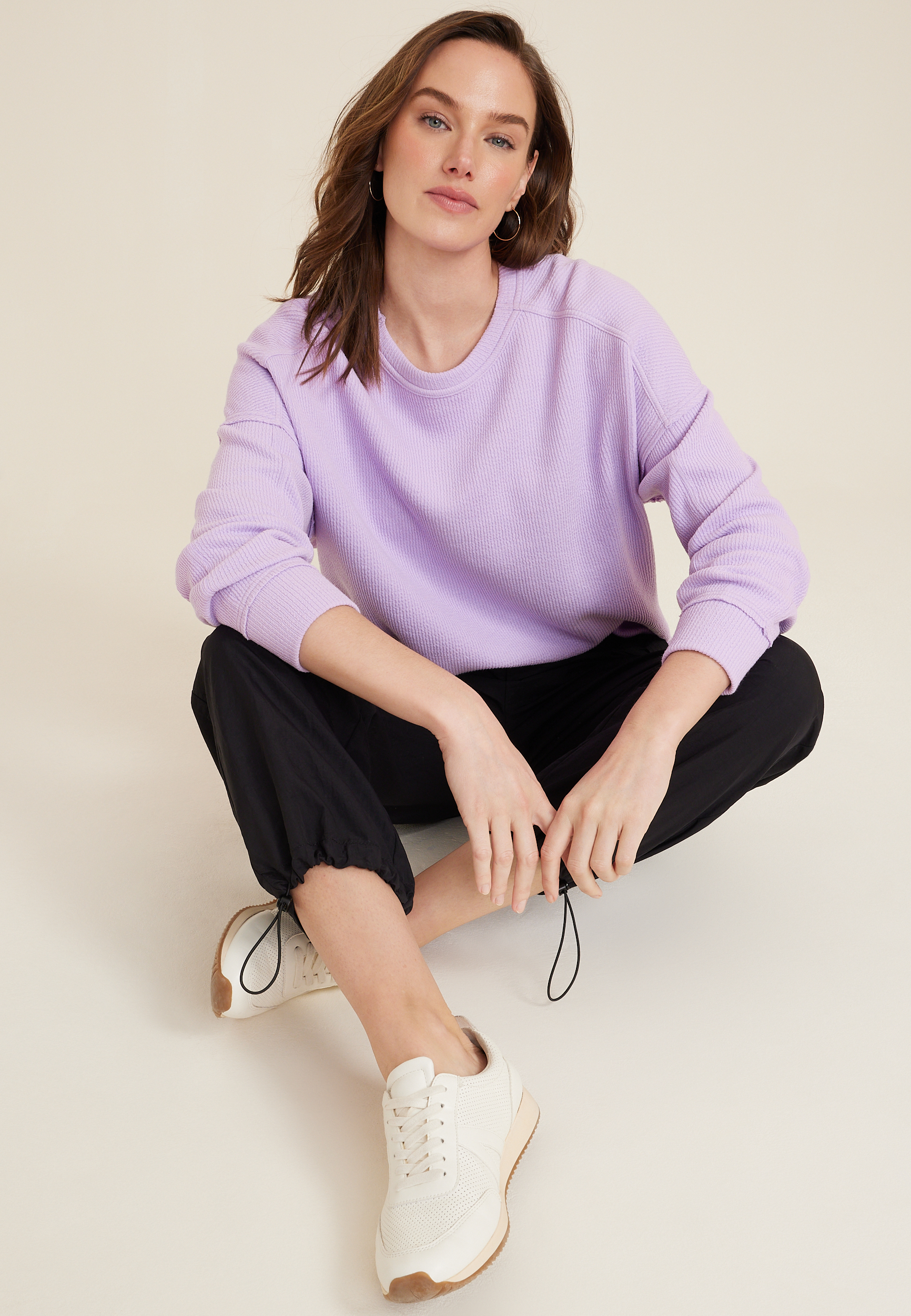 Textured Crew Sweatshirt, C158, large