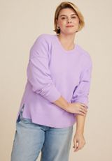 Plus Size Textured Crew Sweatshirt, C158, small