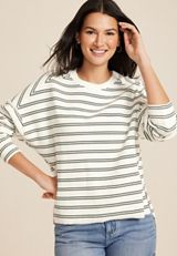 Textured Striped Crew Sweatshirt, C1939, small