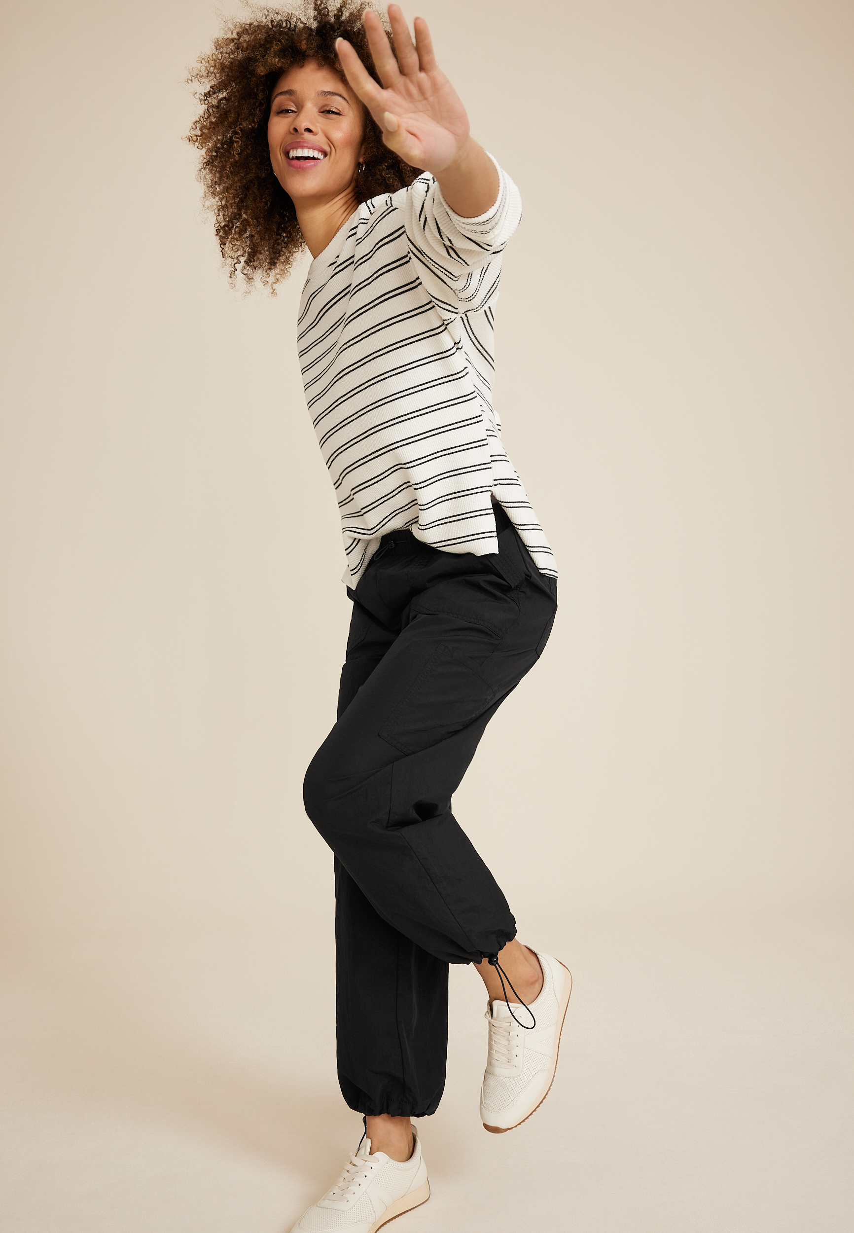 Textured Striped Crew Sweatshirt, C1939, large