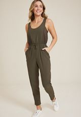 Mixed Media Sleeveless Jumpsuit, C186, small