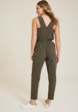 Mixed Media Sleeveless Jumpsuit, C186, small