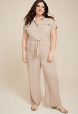 Plus Size Belted Utility Jumpsuit, C559, small