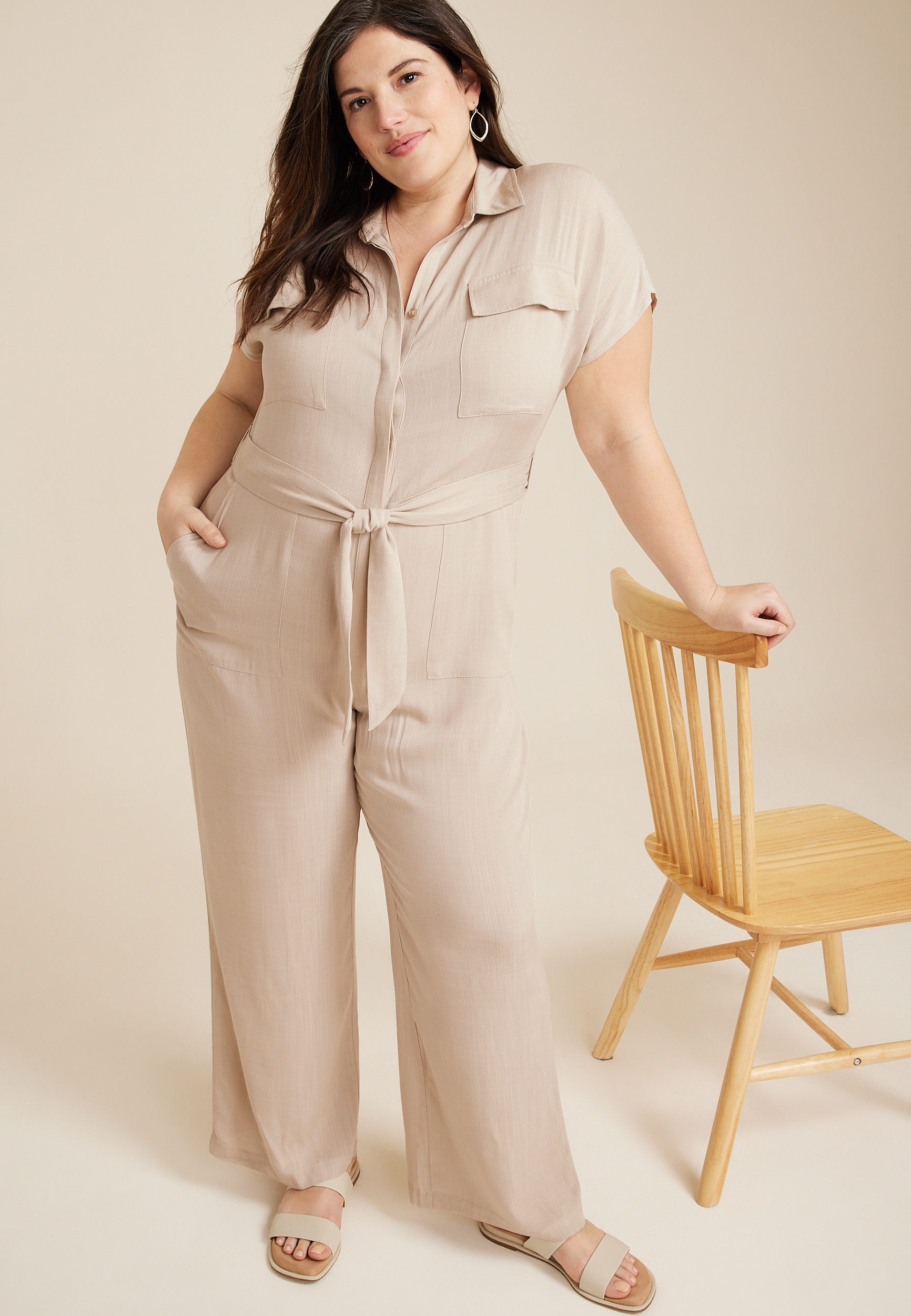 Plus Size Belted Utility Jumpsuit, C559, large