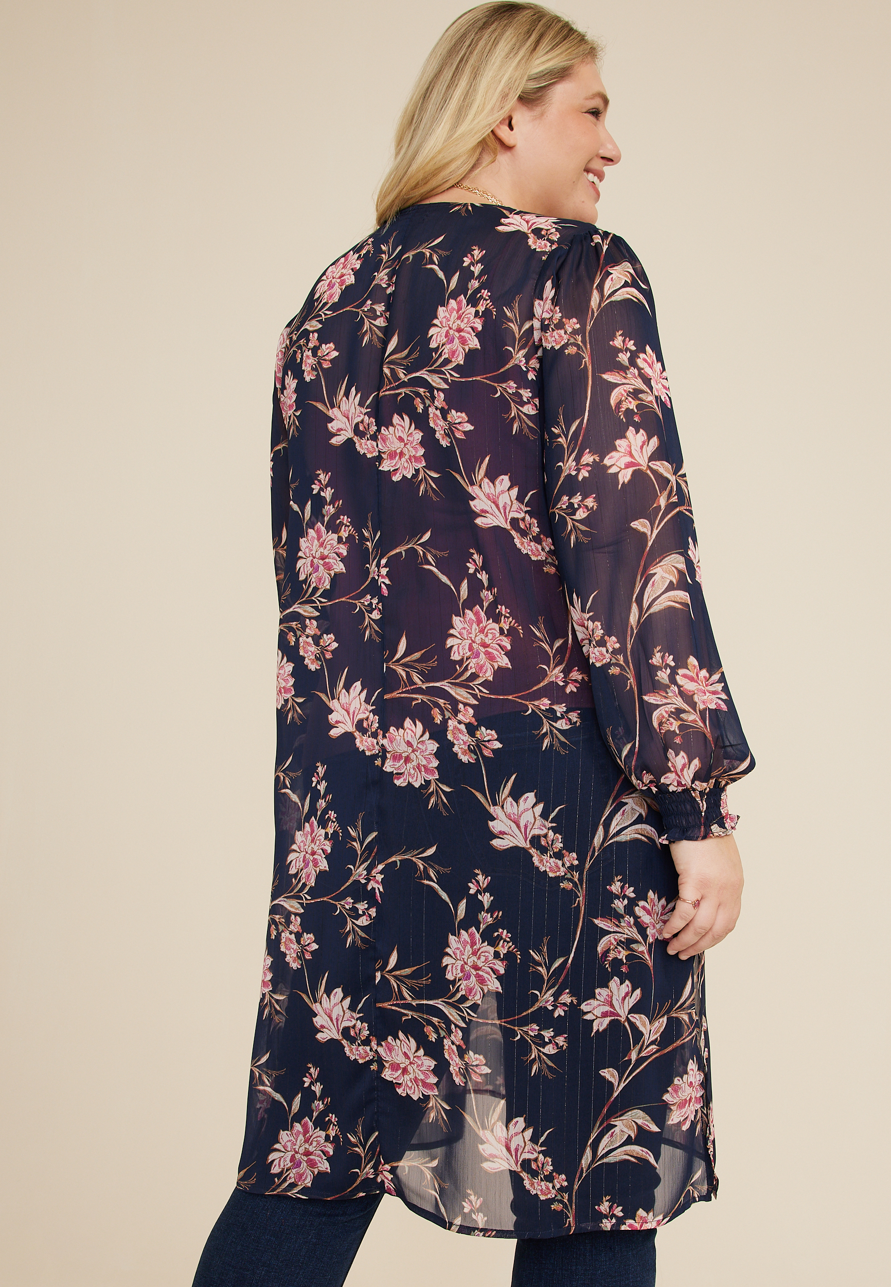 Plus Size Floral Kimono, C1943, large