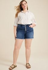 Plus Size Vervet&trade; High Rise Button Fly 6in Shorts, C258, small