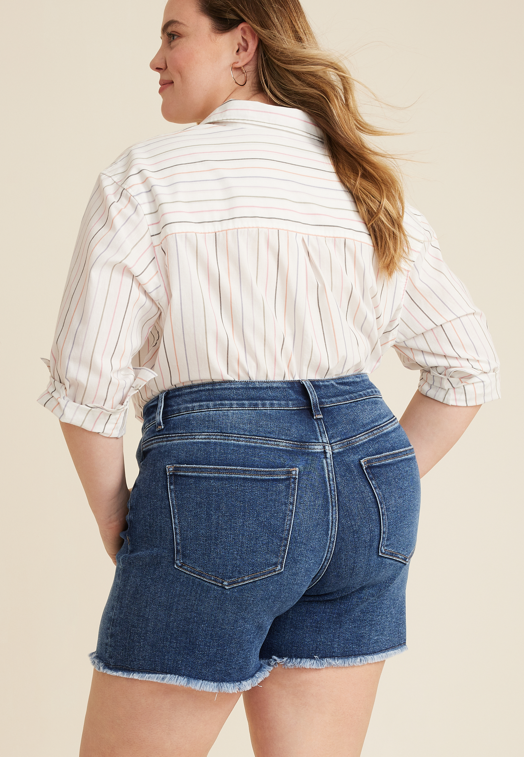 Plus Size Vervet&trade; High Rise Button Fly 6in Shorts, C258, large