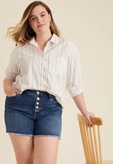 Plus Size Vervet&trade; High Rise Button Fly 6in Shorts, C258, small