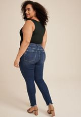 Plus Size VERVET&trade; High Rise Frayed Hem Skinny Jean, DARK SANDBLAST, small
