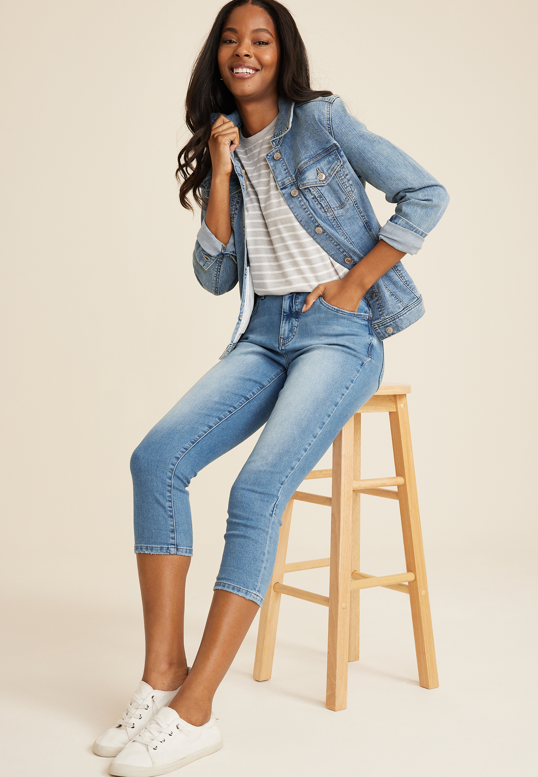 Everflex&trade; High Rise Super Skinny Cropped Jean, C3337, large