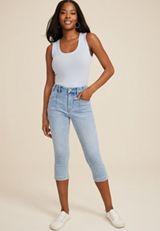 Everflex&trade; High Rise Seamed Waist Cropped Jean, LIGHT SANDBLAST, small