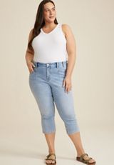Plus Size Everflex&trade; High Rise Seamed Waist Cropped Jean, C2806, small