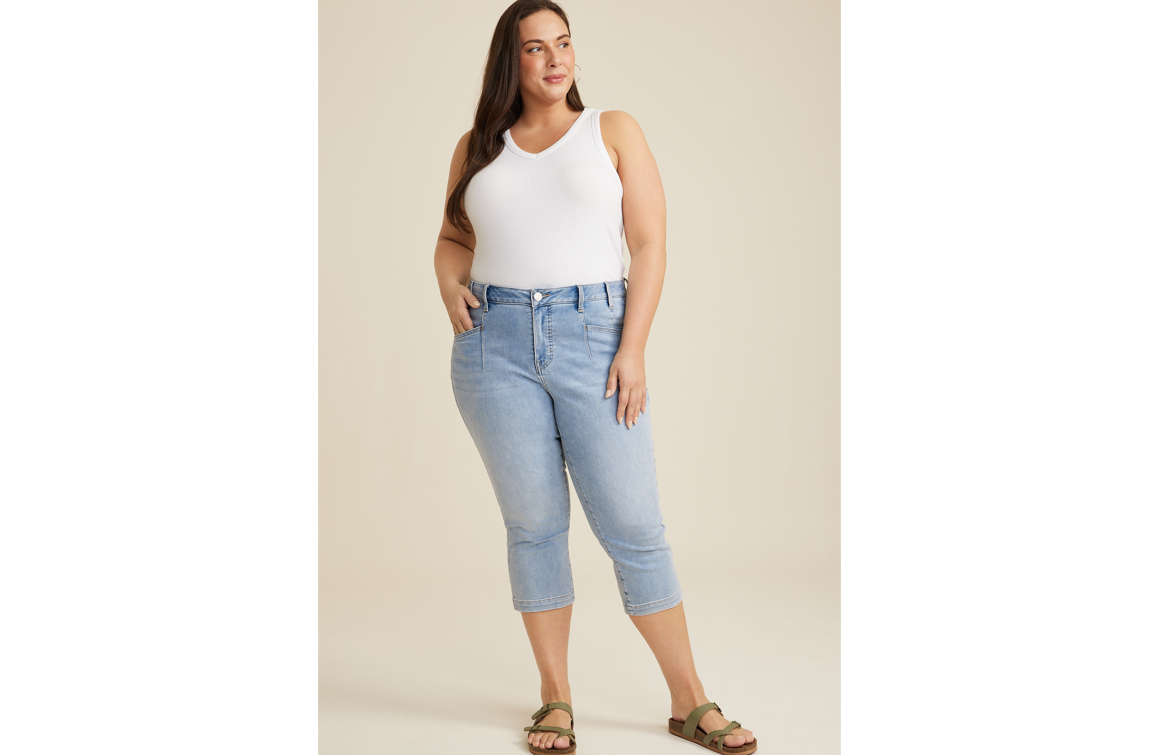 Plus Everflex™ High Rise Seamed Waist Cropped Jean