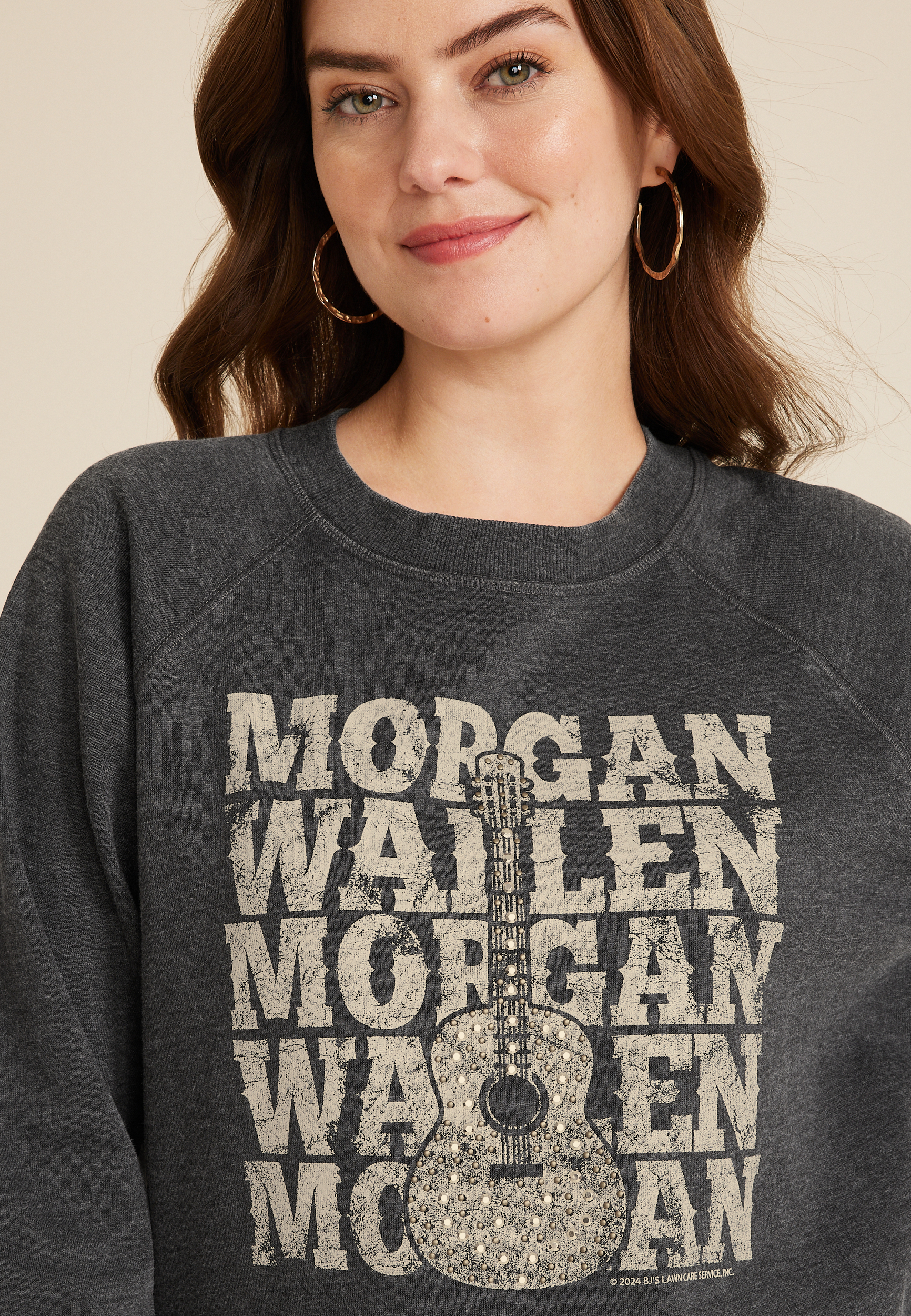 Morgan Wallen Guitar Relaxed Fit Sweatshirt, C125, large