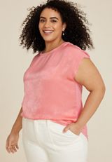 Plus Size edgely&trade; Satin Crew Neck Tee, C9240, small