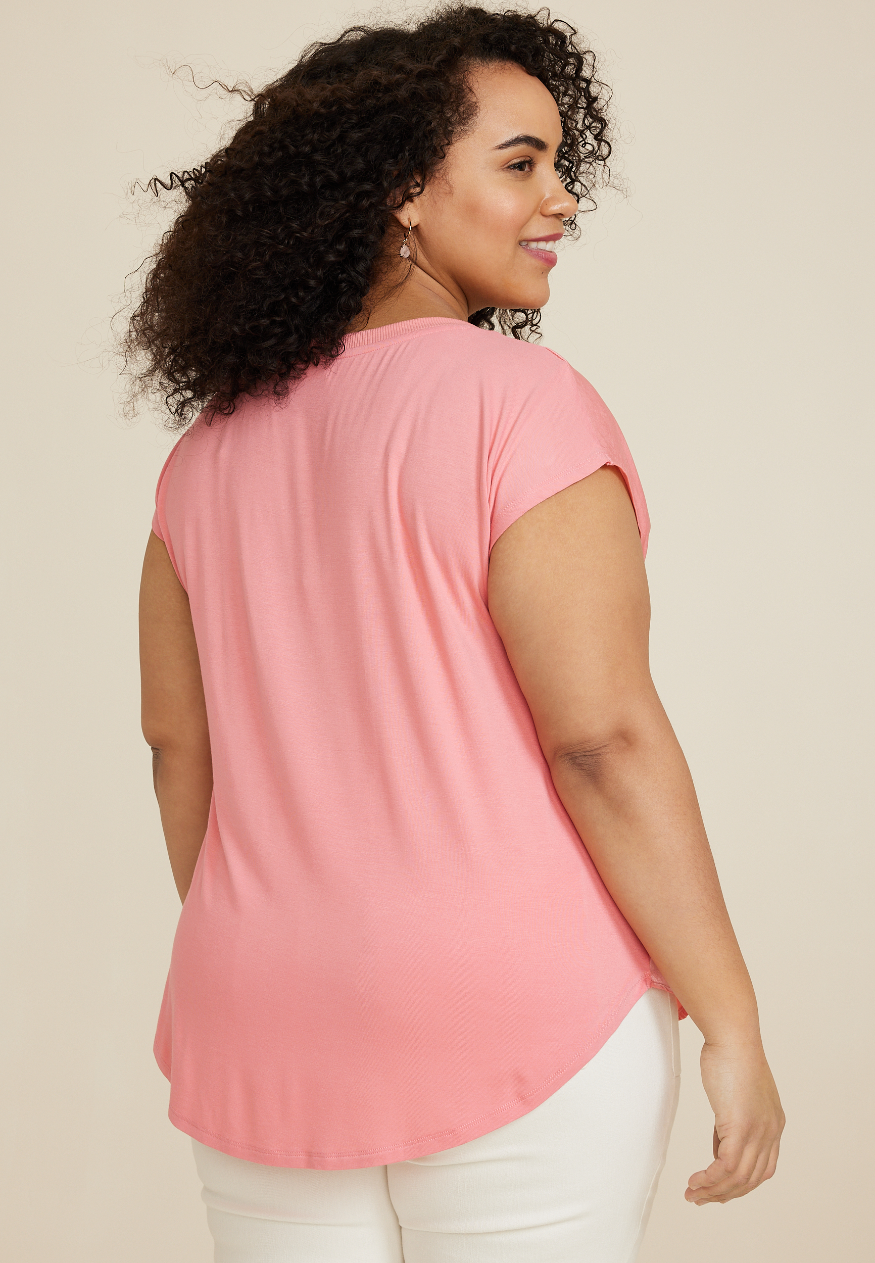 Plus Size edgely&trade; Satin Crew Neck Tee, C9240, large