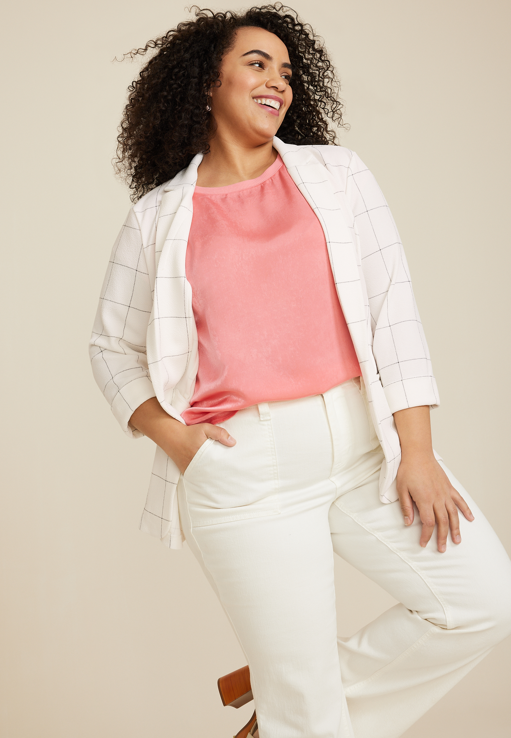 Plus Size edgely&trade; Satin Crew Neck Tee, C9240, large