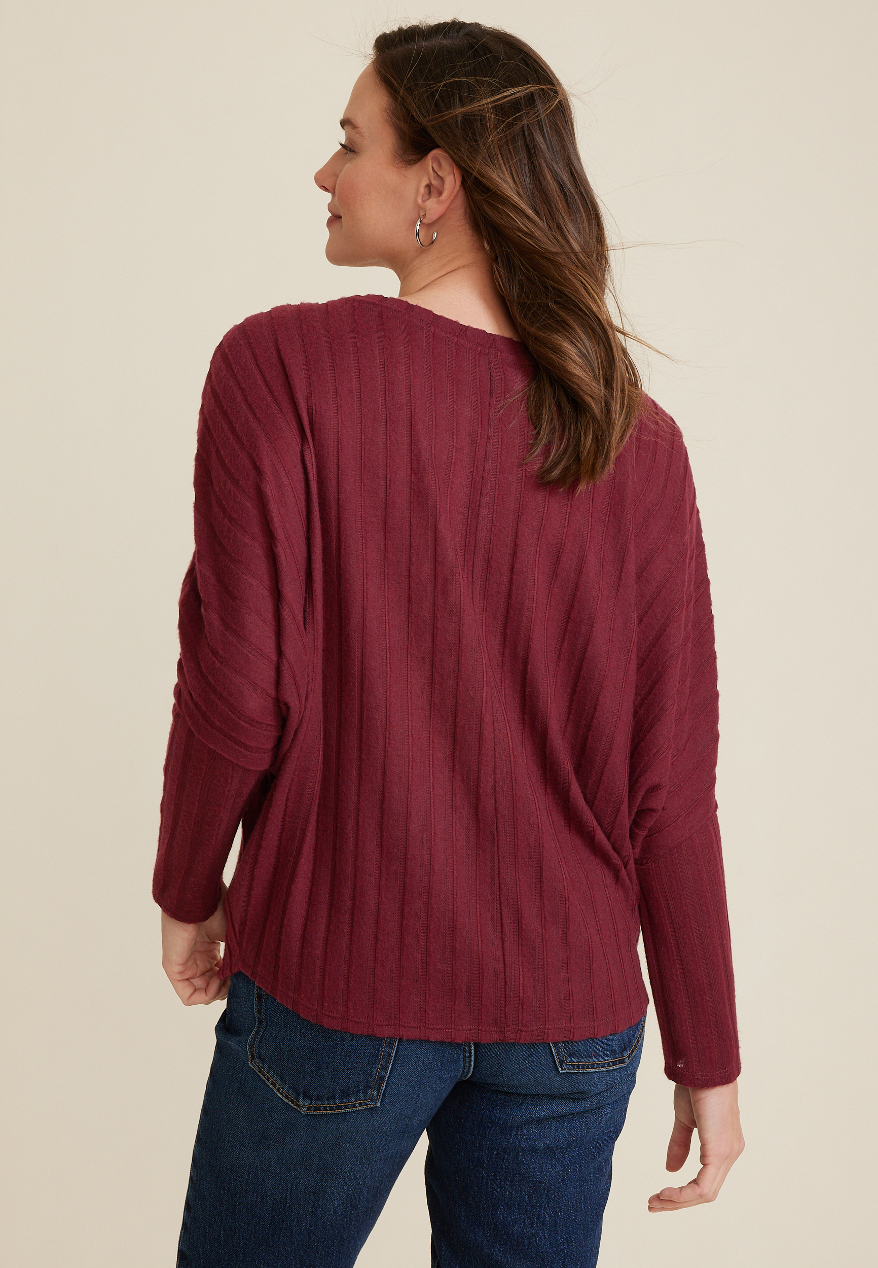 24/7 Dakota Ribbed Dolman Top