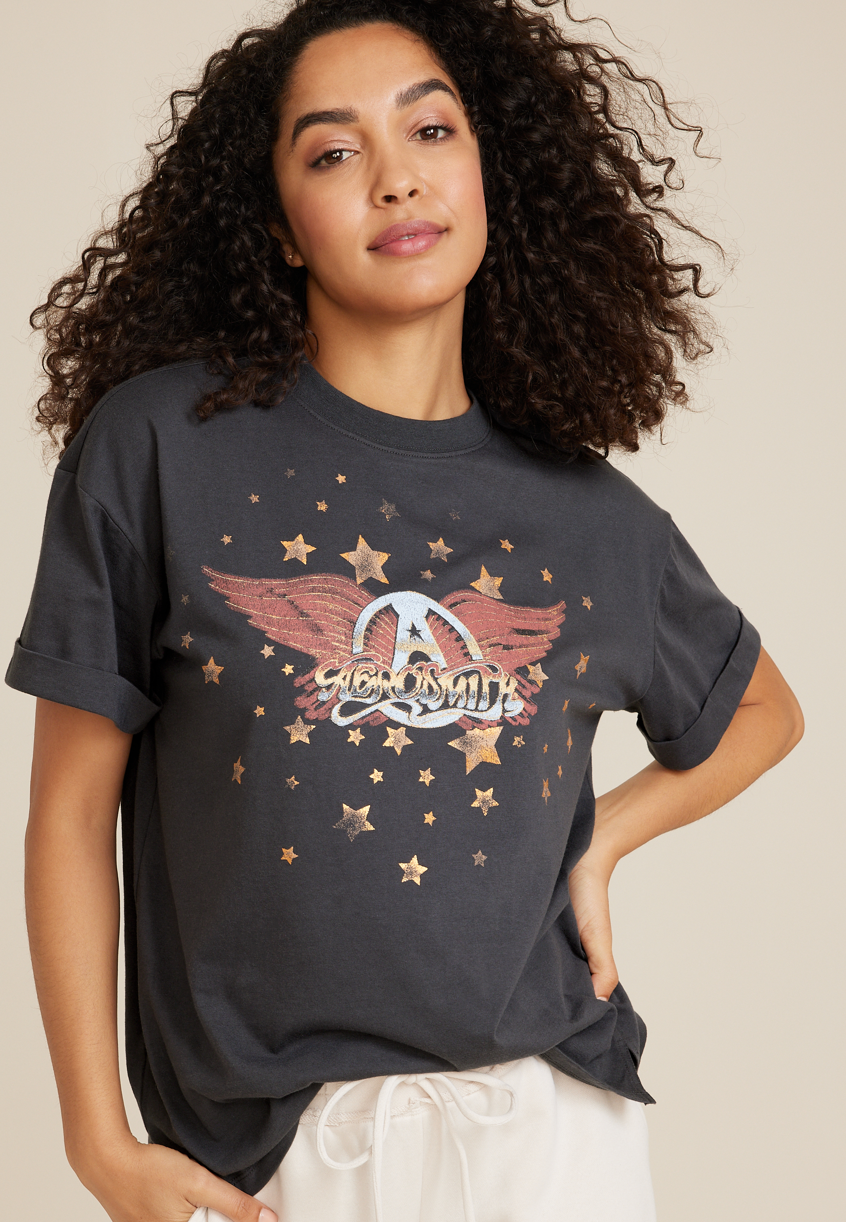 Aerosmith Vintage Oversized Fit Graphic Tee, C106, large
