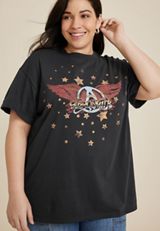 Plus Size Aerosmith Vintage Oversized Fit Graphic Tee, C106, small