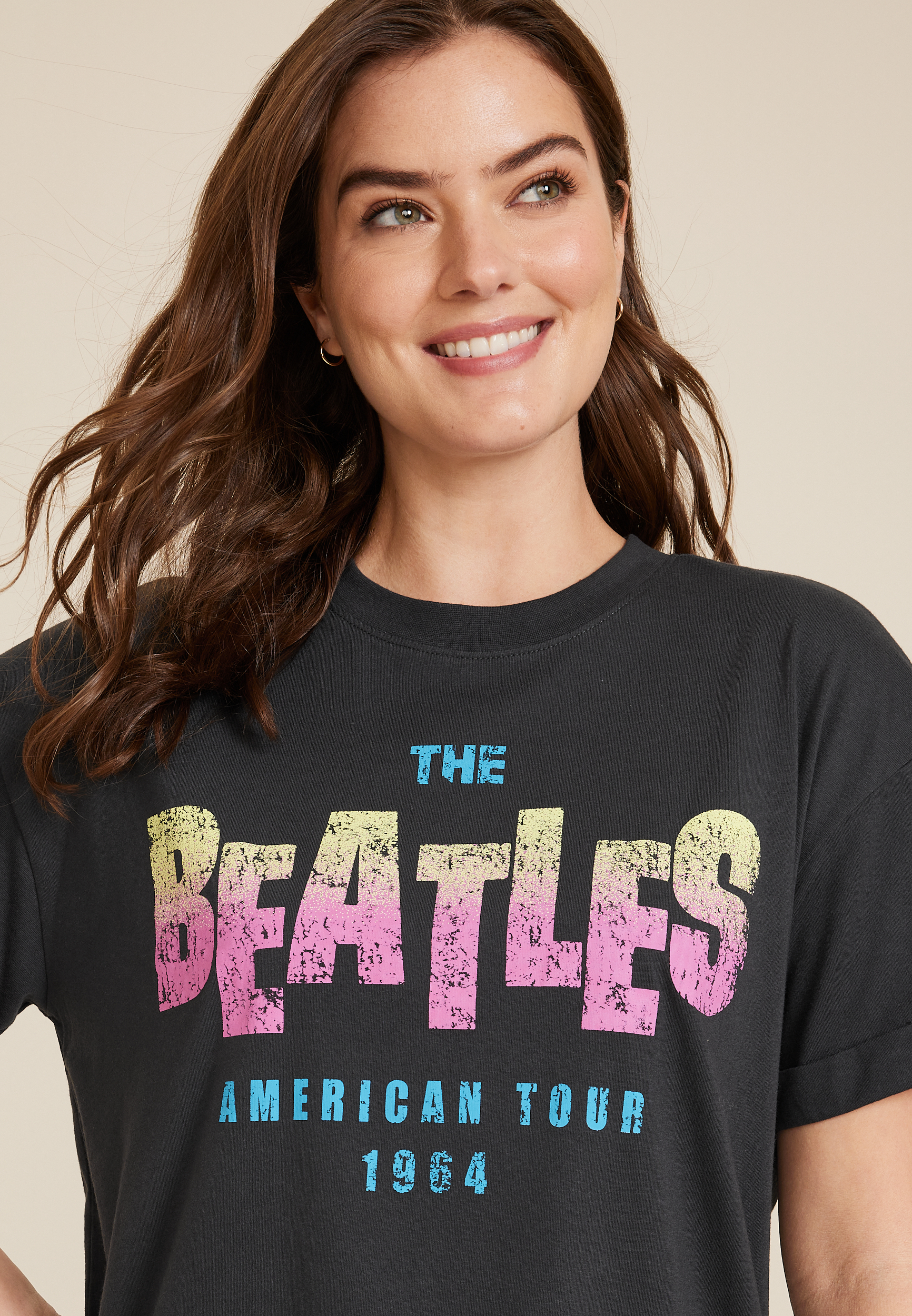 The Beatles American Tour Oversized Vintage Graphic Tee, C106, large