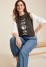 Celestial Moon Graphic Tank, BLACK, small