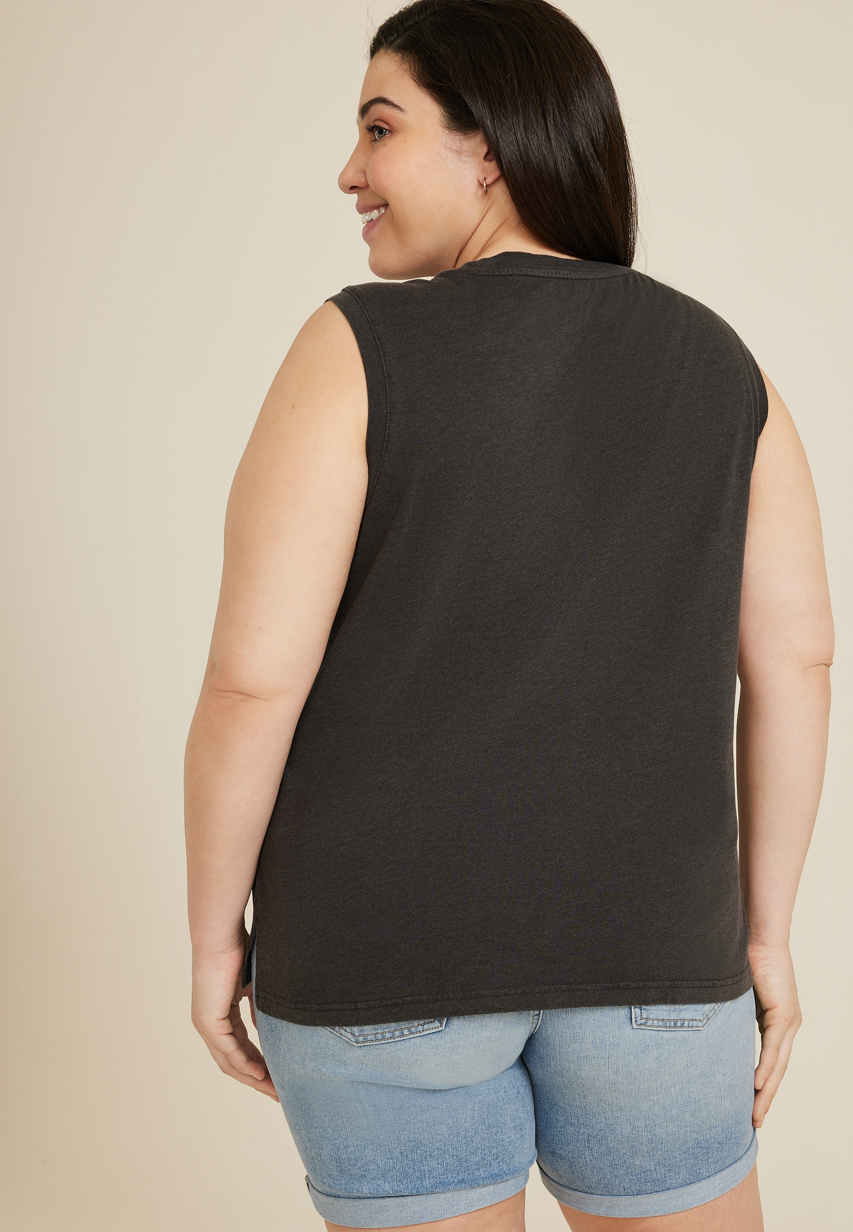 Plus Size Celestial Moon Graphic Tank, BLACK, large