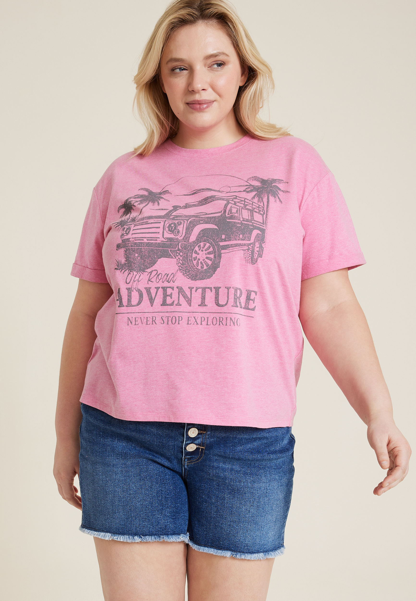 Plus Size Off Road Adventure Jeep Graphic Tee, C6475, large