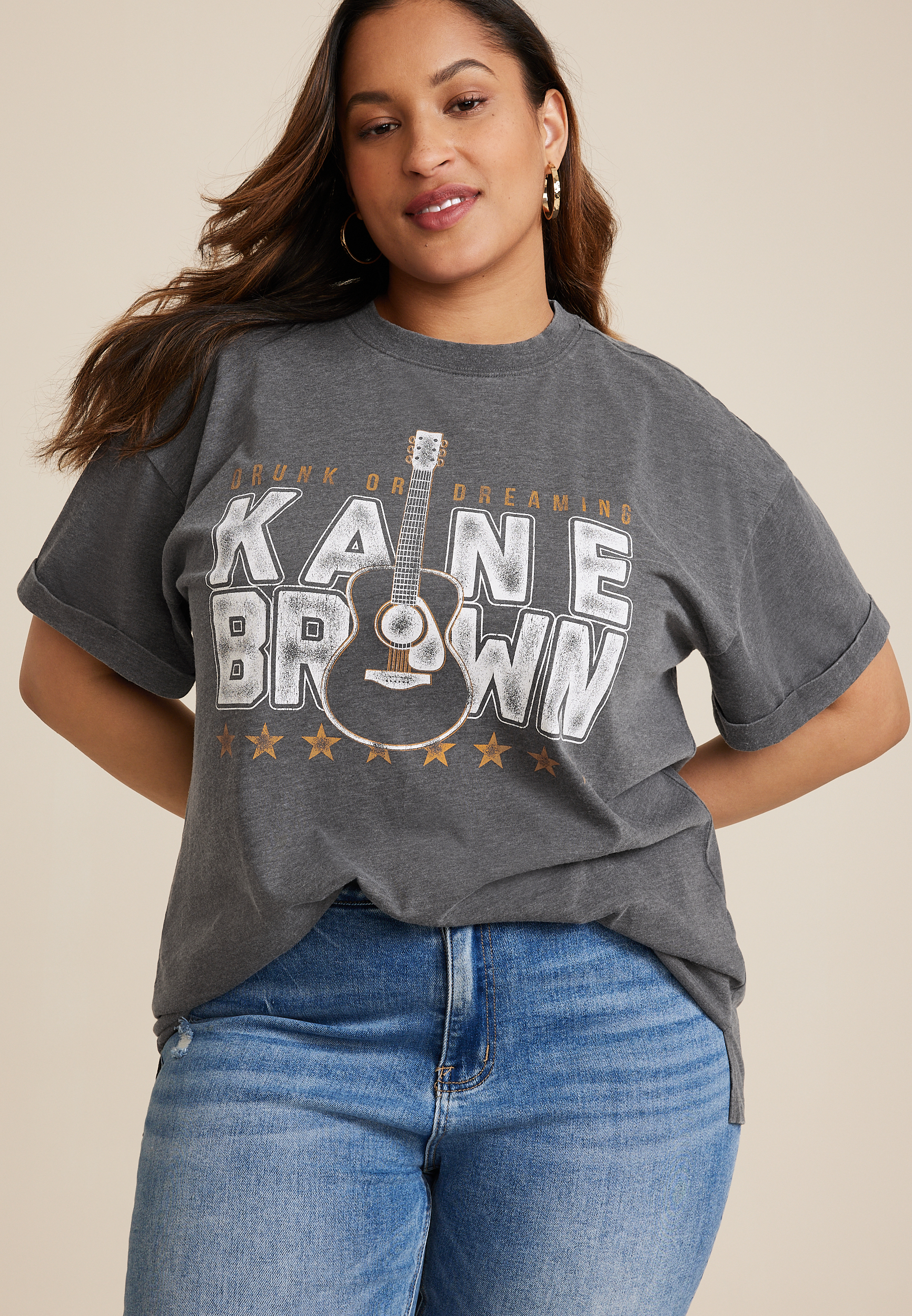 Plus Size Kane Brown Drunk Or Dreaming Oversized Country Graphic Tee, CHARCOAL, large