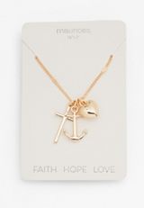 Gold Faith Hope Love Cluster Necklace, GOLD, small