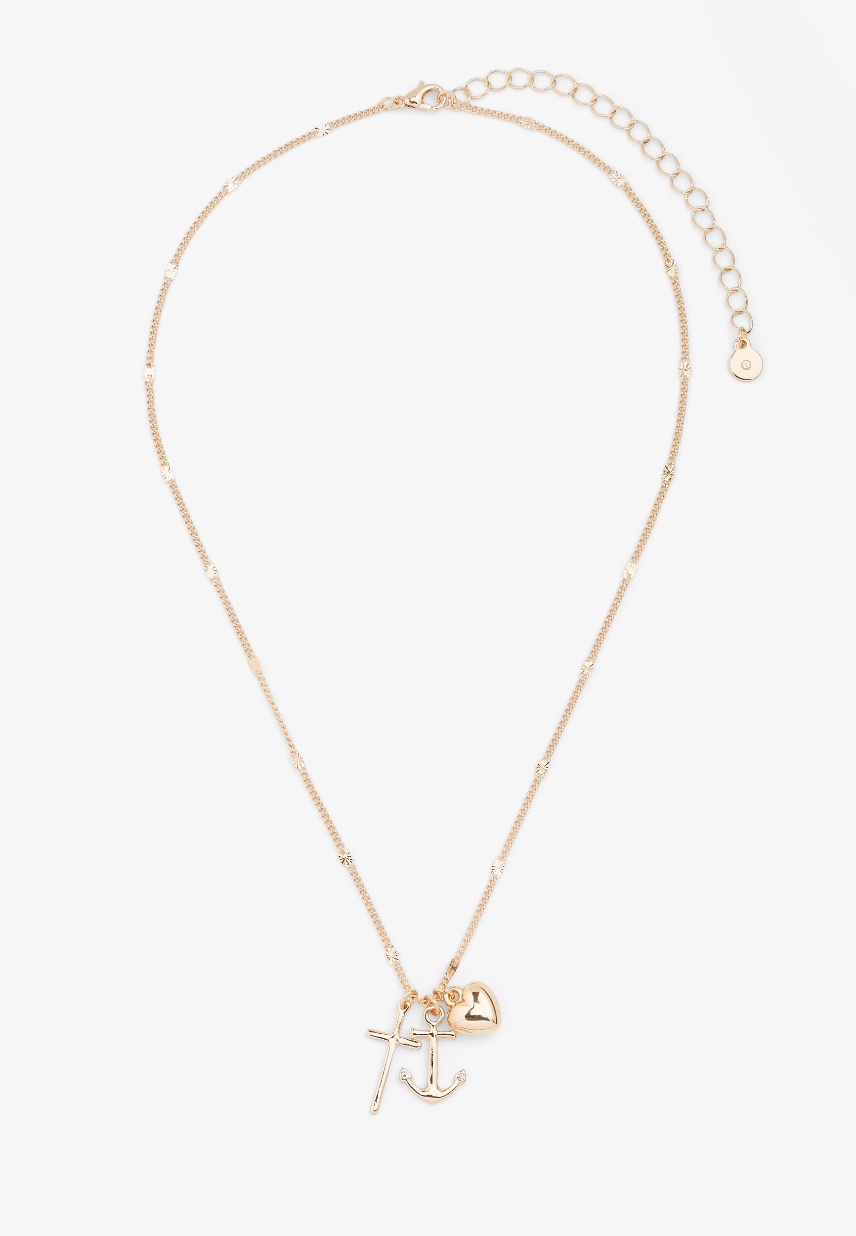 Gold Faith Hope Love Cluster Necklace, GOLD, large