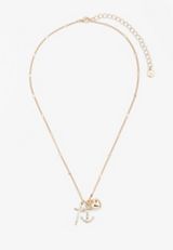 Gold Faith Hope Love Cluster Necklace, GOLD, small