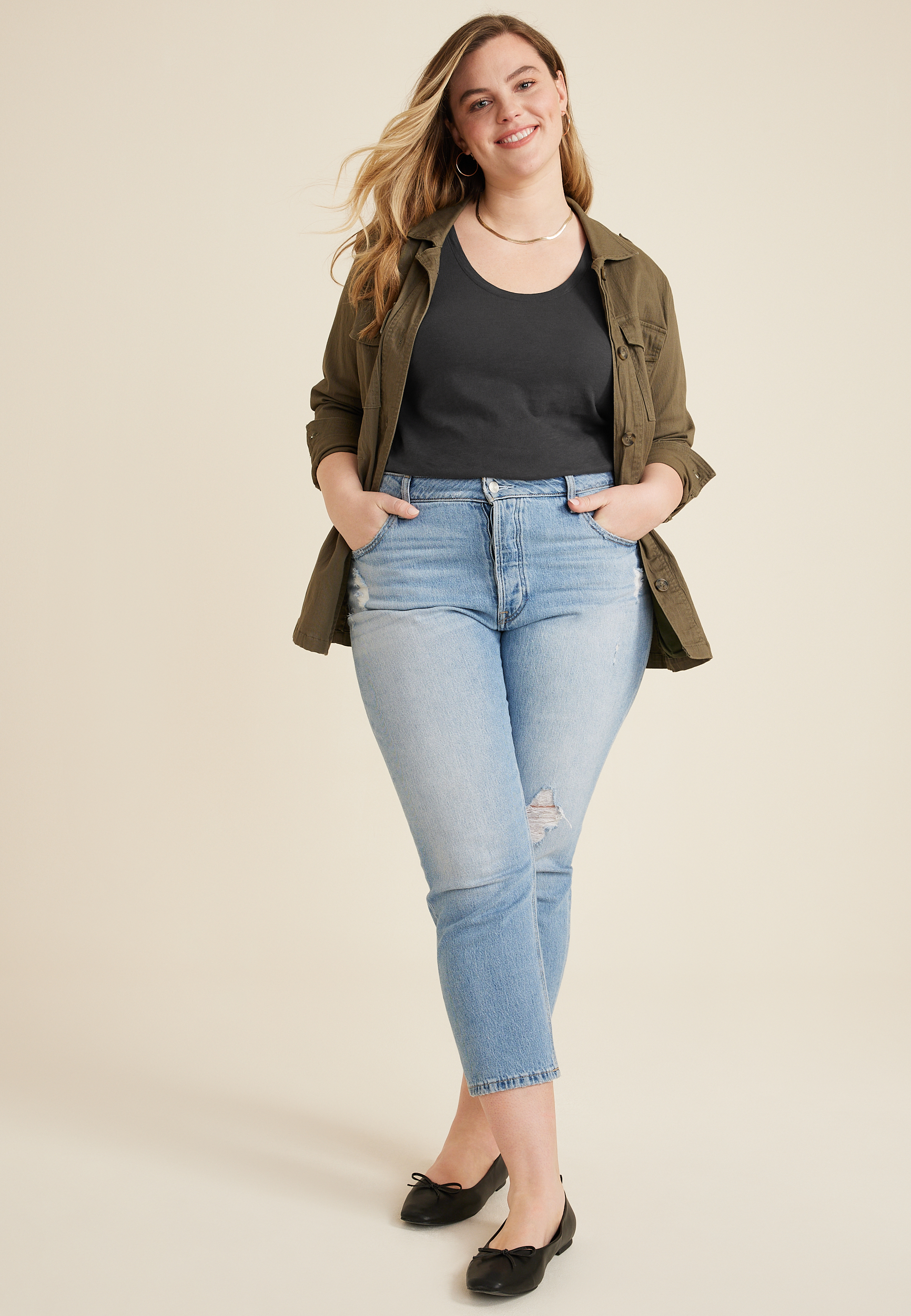 Plus Size 24/7 Cotton Puff Sleeve Tee, WASHED BLACK, large