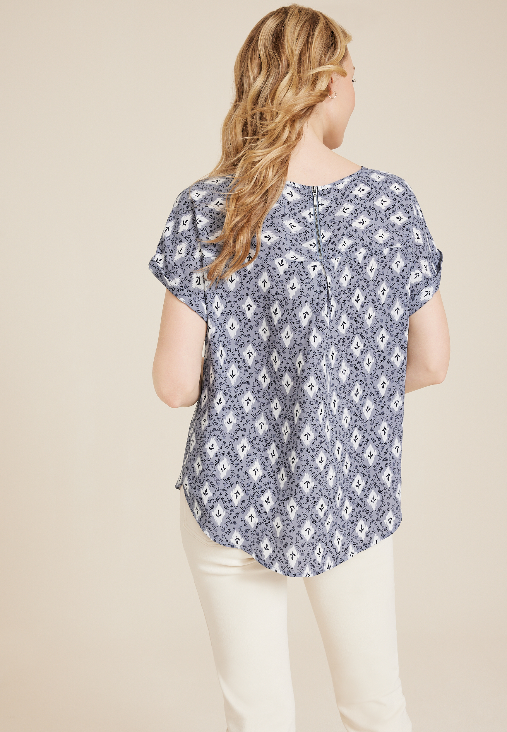 Delton Ikat Zipper Back Blouse, C3123, large