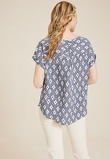 Delton Ikat Zipper Back Blouse, C3123, small