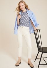 Delton Ikat Zipper Back Blouse, C3123, small