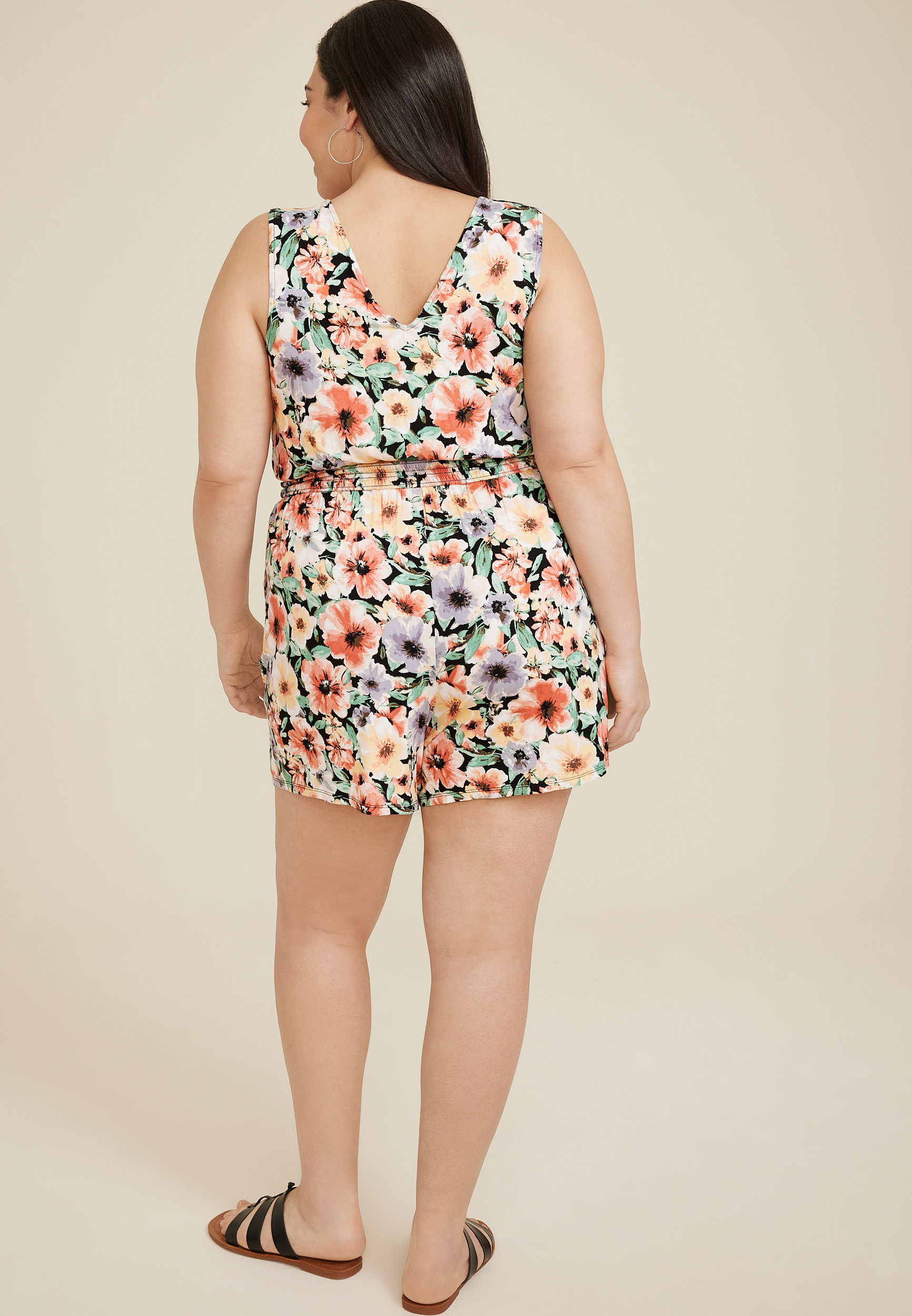 Plus Size 24/7 Floral Surplice Romper, C1756, large