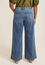 Plus Size Patch Pocket High Rise Wide Leg Jean, C258, small