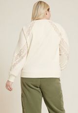 Plus Size Eyelet Sleeve Sweatshirt, C2789, small