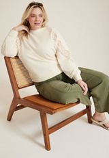 Plus Size Eyelet Sleeve Sweatshirt, C2789, small