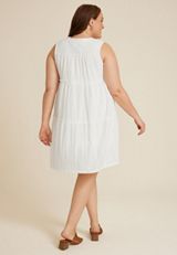 Plus Size Knit Eyelet Sleeveless Babydoll Dress, C4673, small
