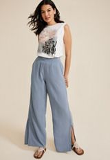 Double Cloth High Rise Wide Leg Pant, C4656, small