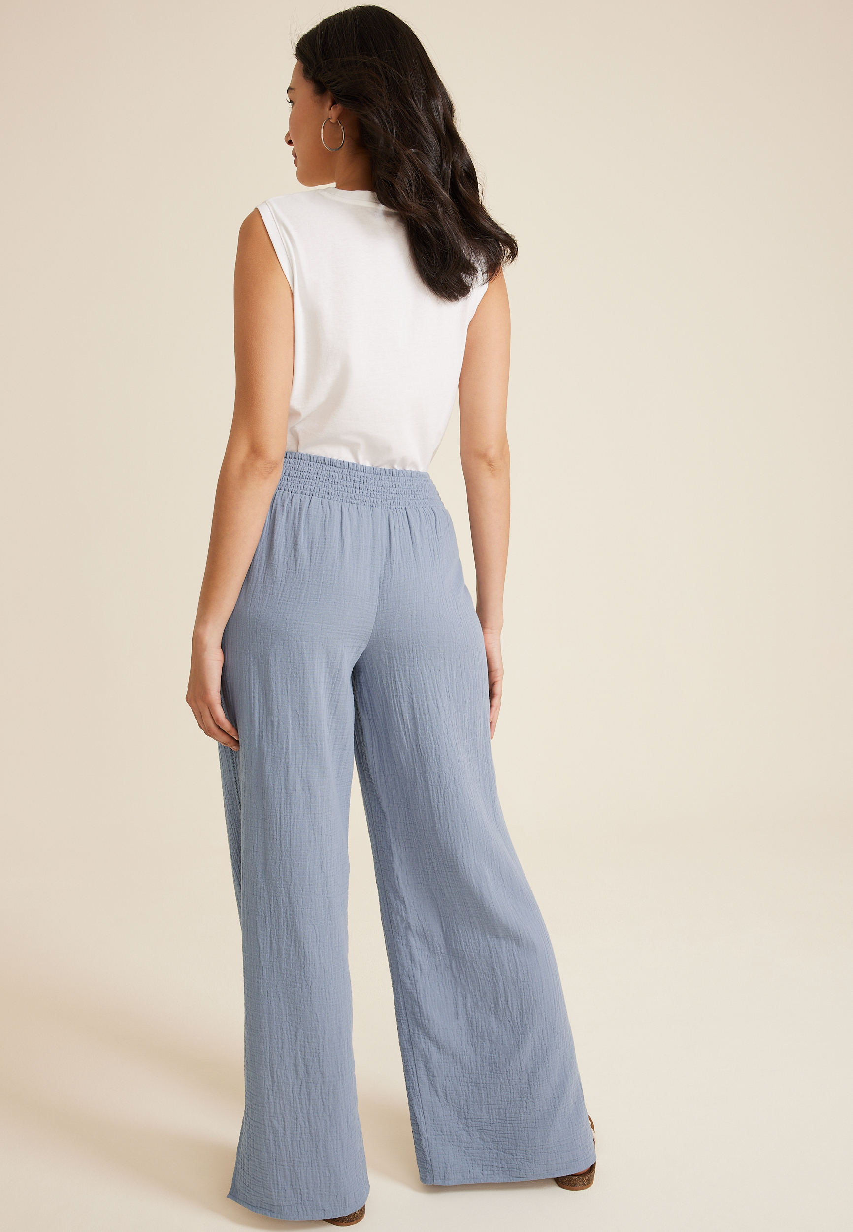 Double Cloth High Rise Wide Leg Pant, C4656, large
