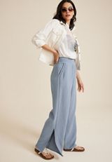 Double Cloth High Rise Wide Leg Pant, C4656, small